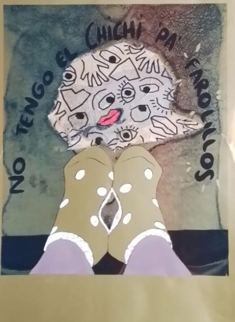 No tengo el chichi pa farolillos serigrafia calcetines de lunares y tacones de fondo