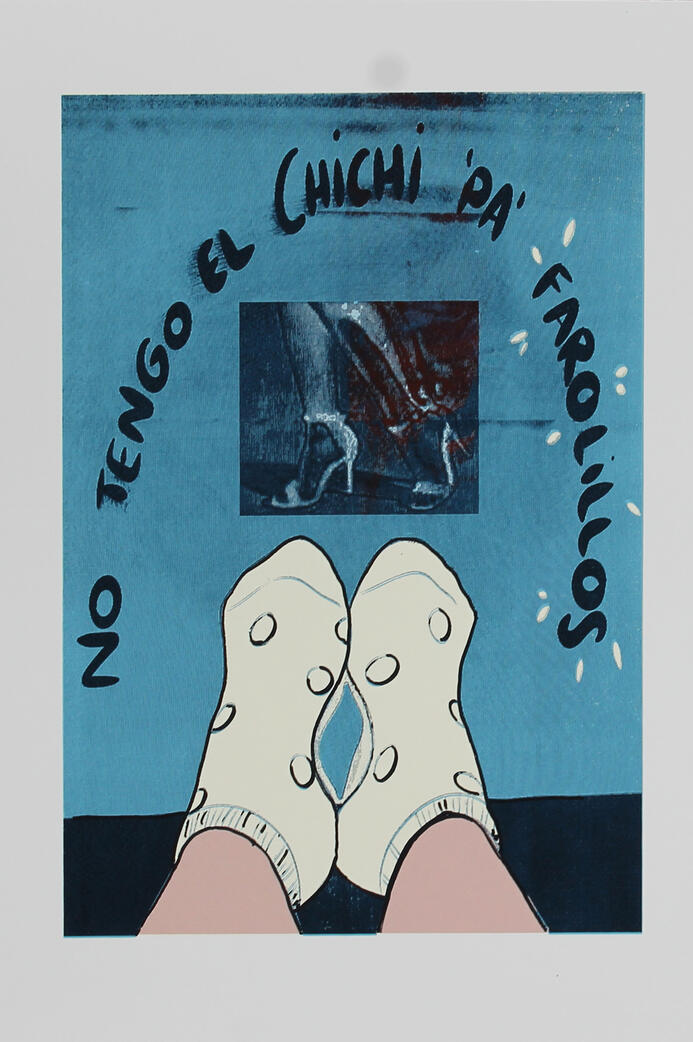 No tengo el chichi pa farolillos serigrafia calcetines de lunares y tacones de fondo