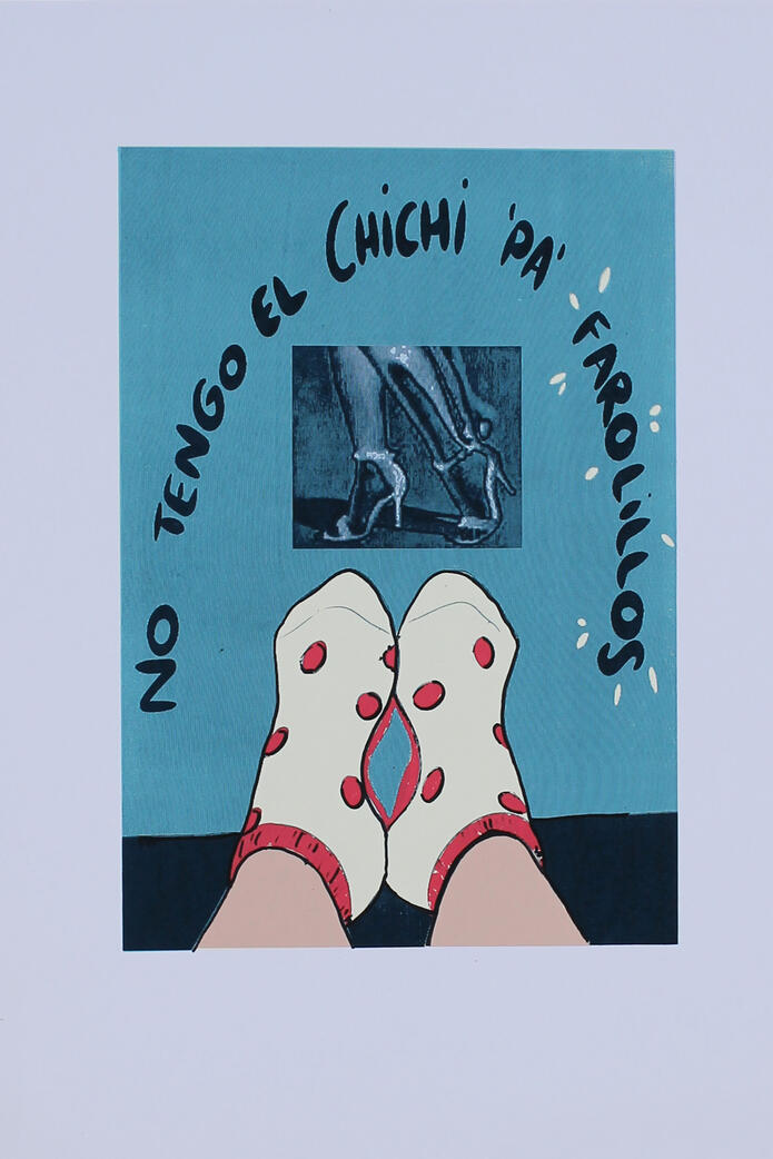 No tengo el chichi pa farolillos serigrafia calcetines de lunares y tacones de fondo