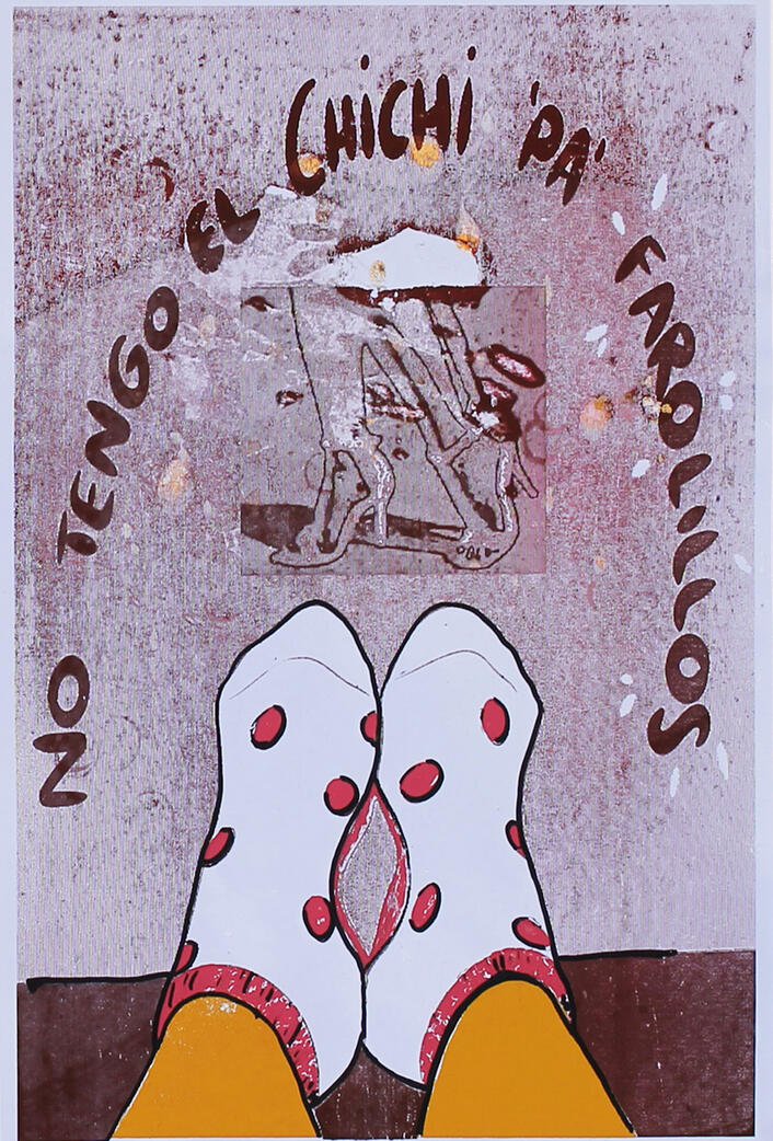 No tengo el chichi pa farolillos serigrafia calcetines de lunares y tacones de fondo