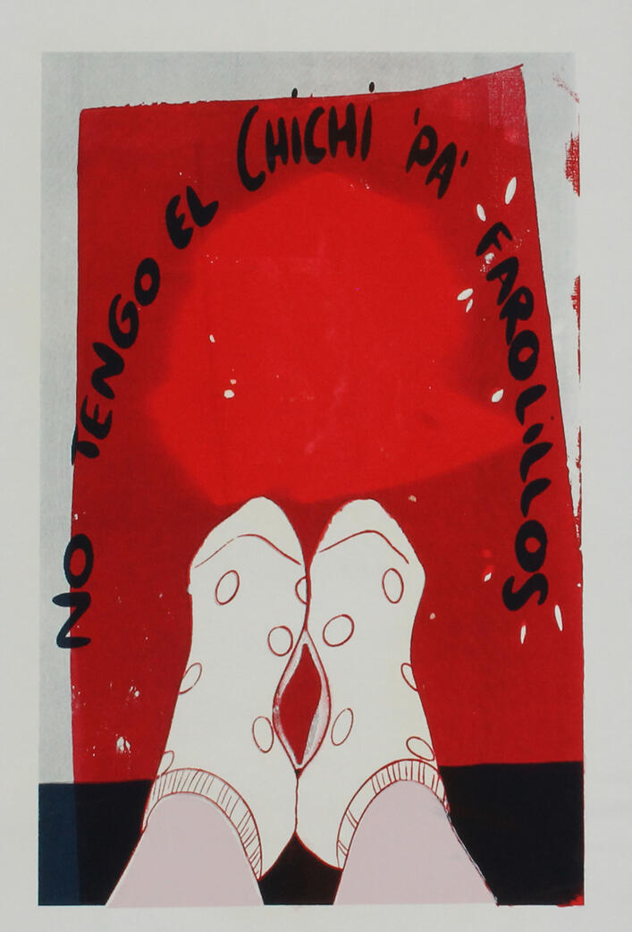 No tengo el chichi pa farolillos serigrafia calcetines de lunares y tacones de fondo