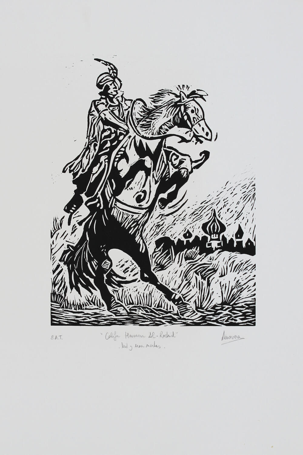 Califa Harum linografia califa a caballo a 2 patas